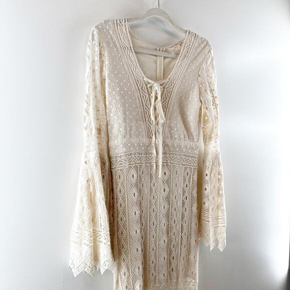 Jen’s Pirate Booty Chaouen Lace Crochet Boho Maxi Dress Ivory XS - Picture 9 of 16